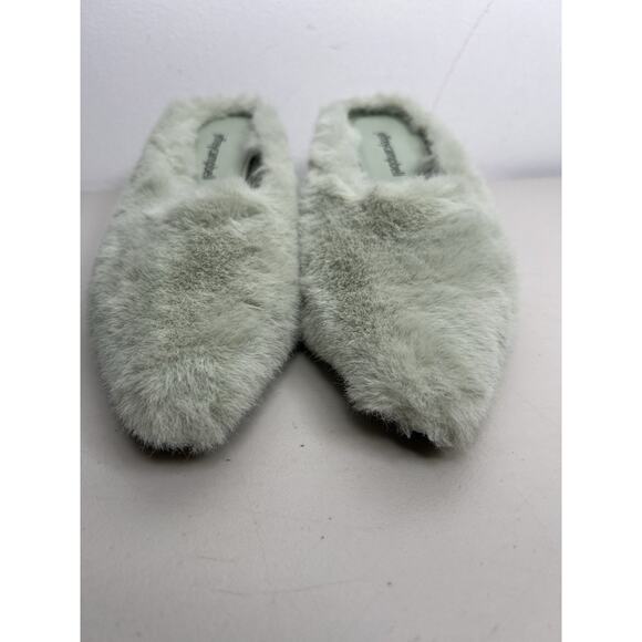 NWOB Jeffrey Campbell Faux Fur Slip On Mules Green Mint Women’s Size 7.5 - Picture 3 of 11